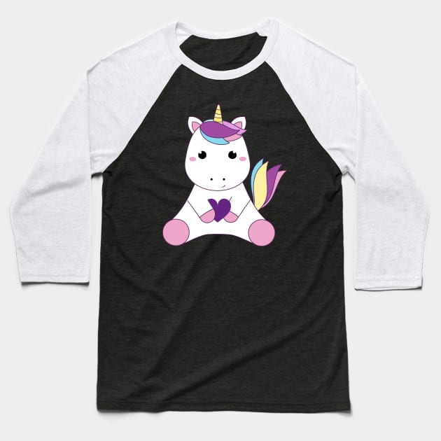 Baby unicorn and heart Baseball T-Shirt by grafart